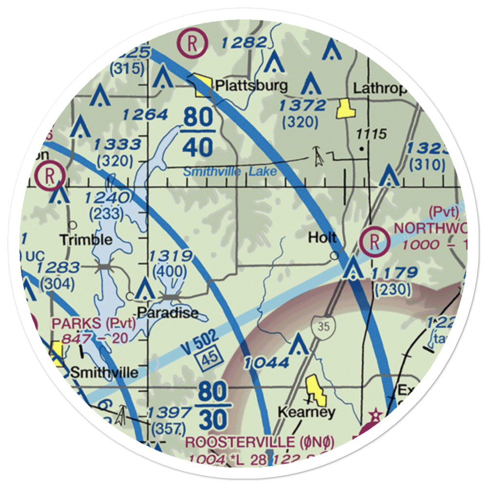 Block Air Village Airport (MO71) VFR Sectional Sticker (20 mile) 