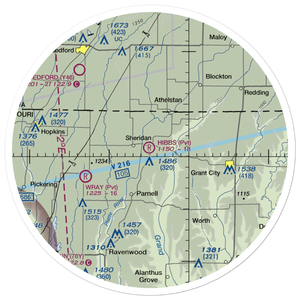 Hibbs Farm Airport (MO62) VFR Sectional Sticker (30 mile)
