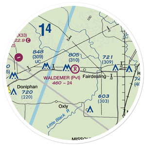 Waldemer Flying W Ranch Airport (MO58) VFR Sectional Sticker (20 mile)