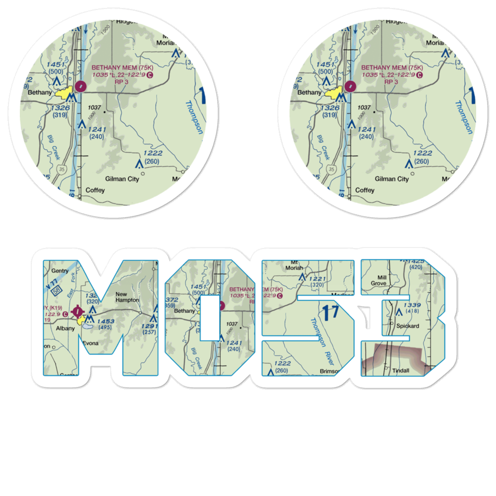 Meadows Airport (MO53) VFR Sectional Sticker Pack 