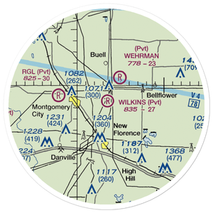 Wilkins Airport (MO43) VFR Sectional Sticker (20 mile)