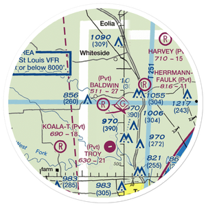 Baldwin Airport (MO39) VFR Sectional Sticker (20 mile)