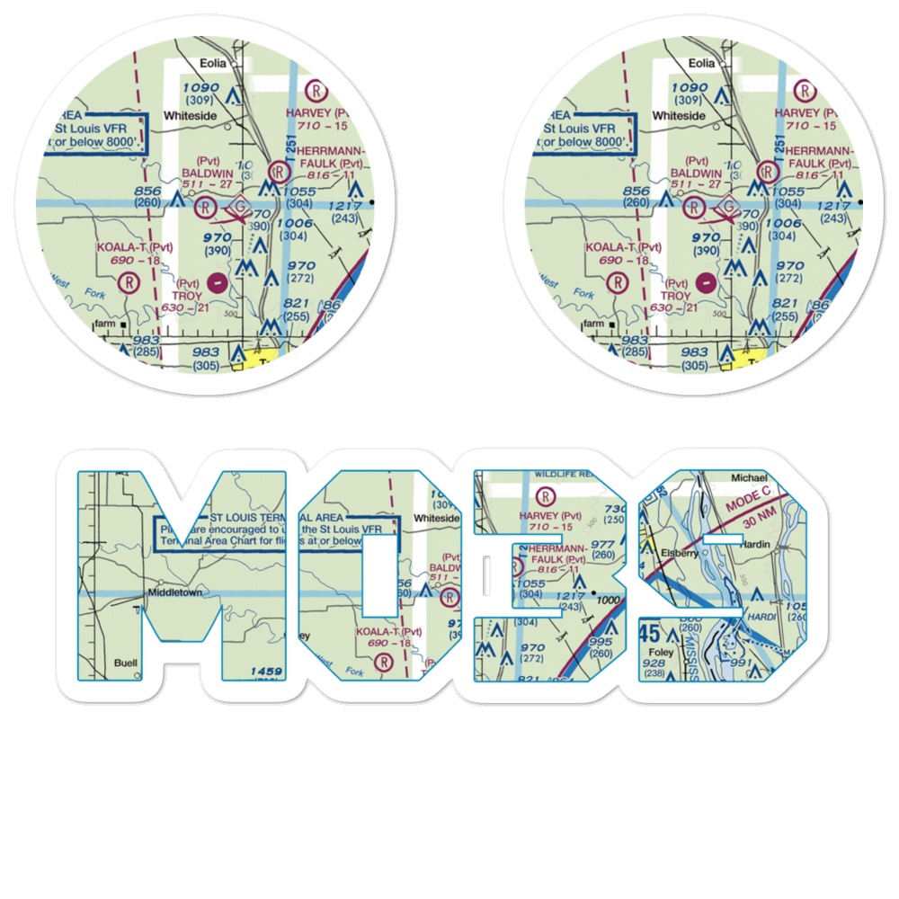 Baldwin Airport (MO39) VFR Sectional Sticker Pack 