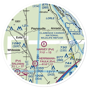 Harvey Airport (MO35) VFR Sectional Sticker (20 mile)