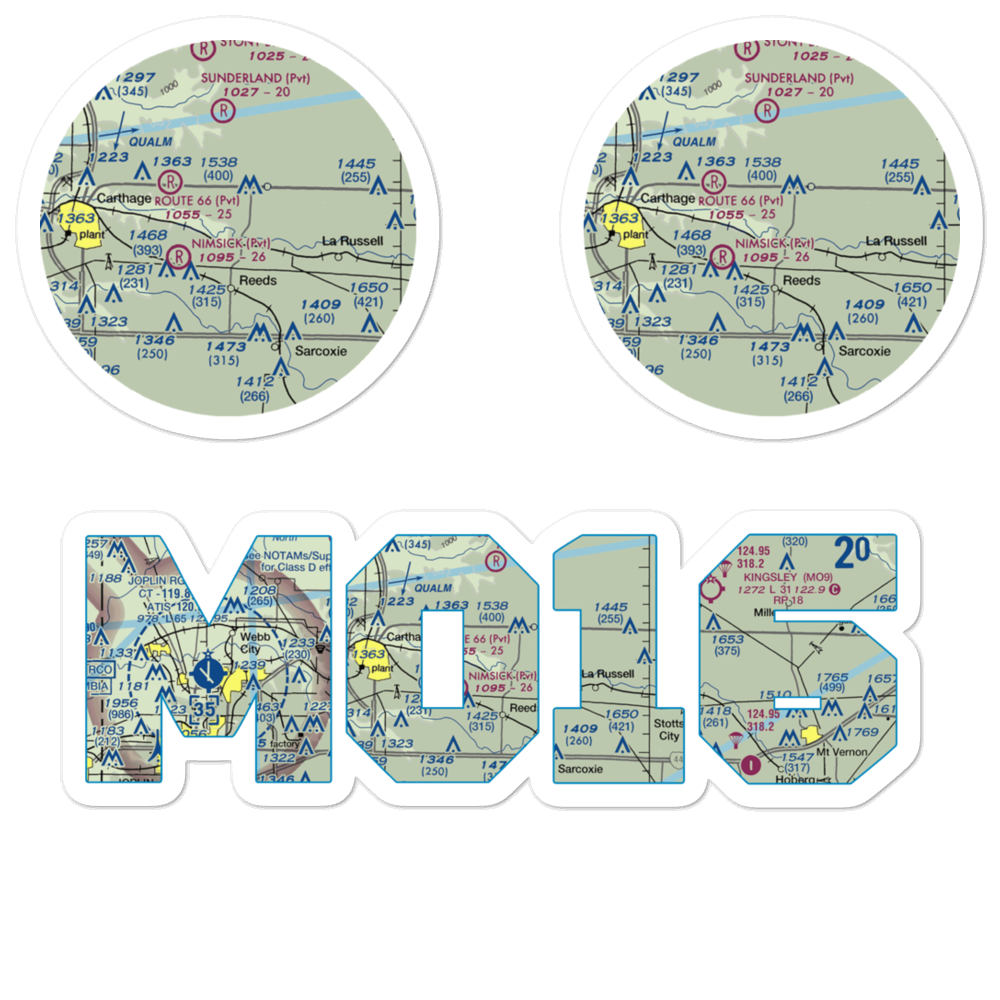 Baugh Flight Park Ultralightport (MO16) VFR Sectional Sticker Pack 