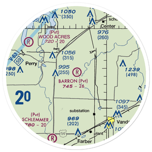 Barron Aviation Airport (MO11) VFR Sectional Sticker (20 mile)