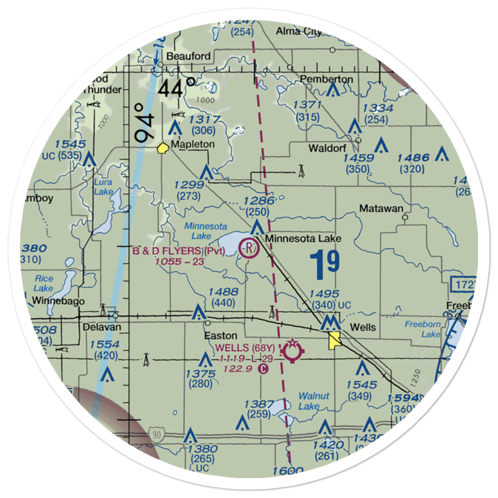 B & D Flyers International Airport (MN74) VFR Sectional Sticker (30 mile) 