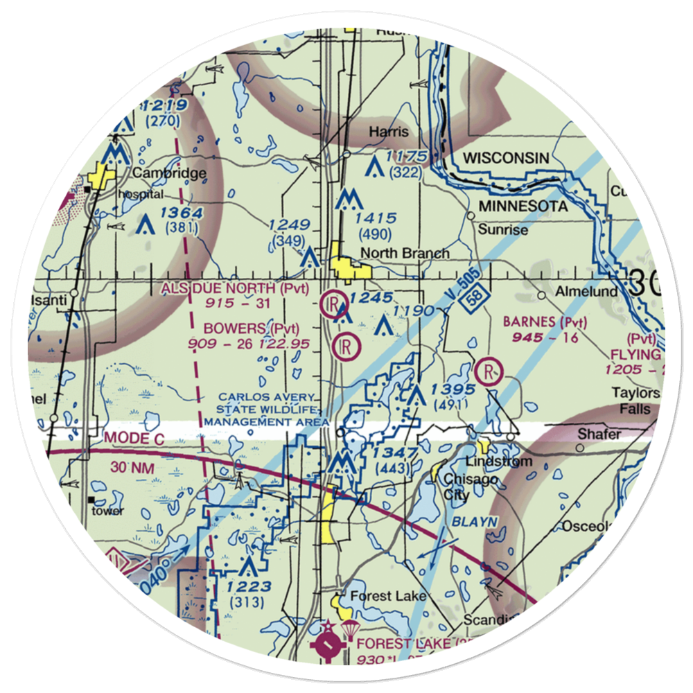 Bowers Airport (MN51) VFR Sectional Sticker (30 mile) 