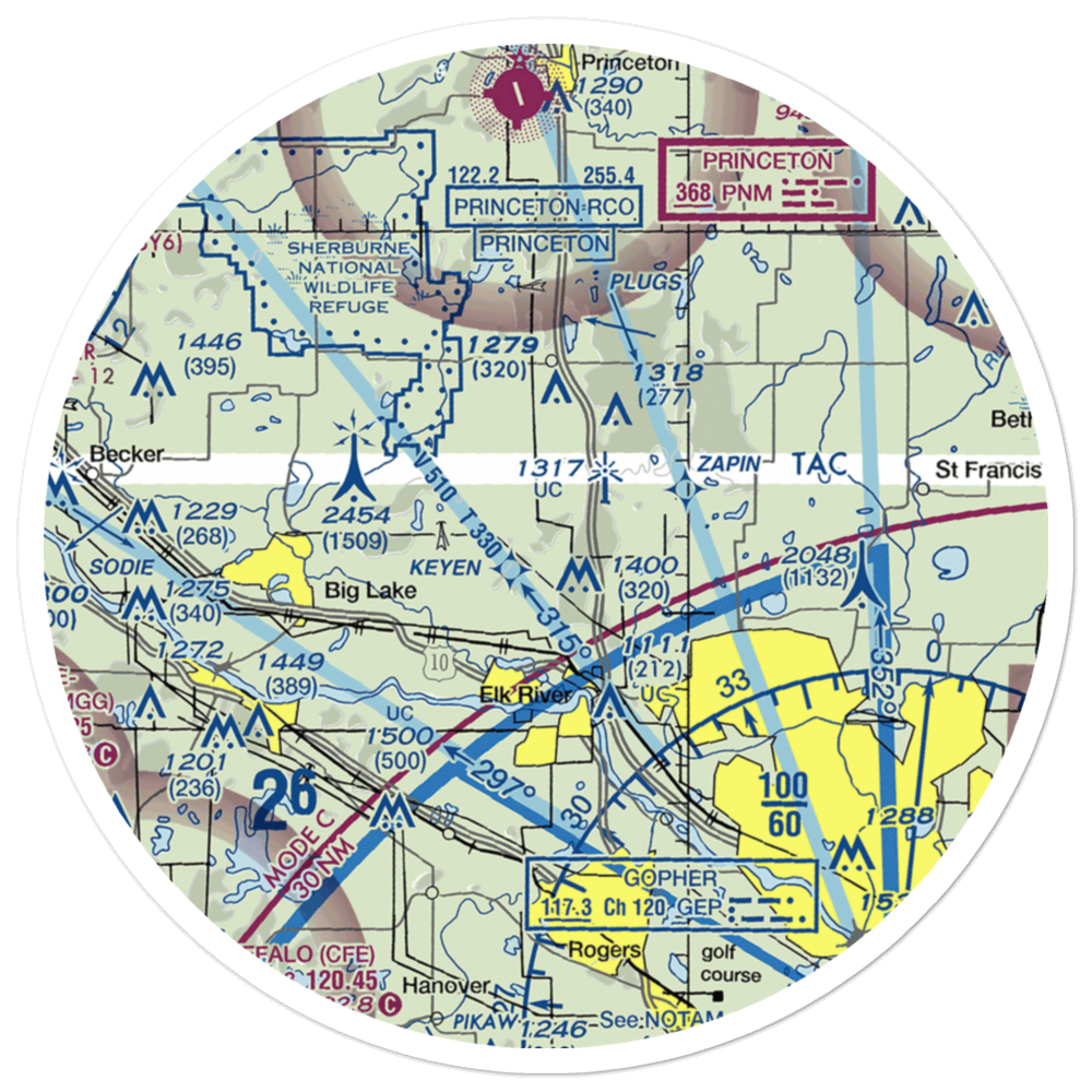 Meadowvale Airport (MN40) VFR Sectional Sticker (30 mile) 
