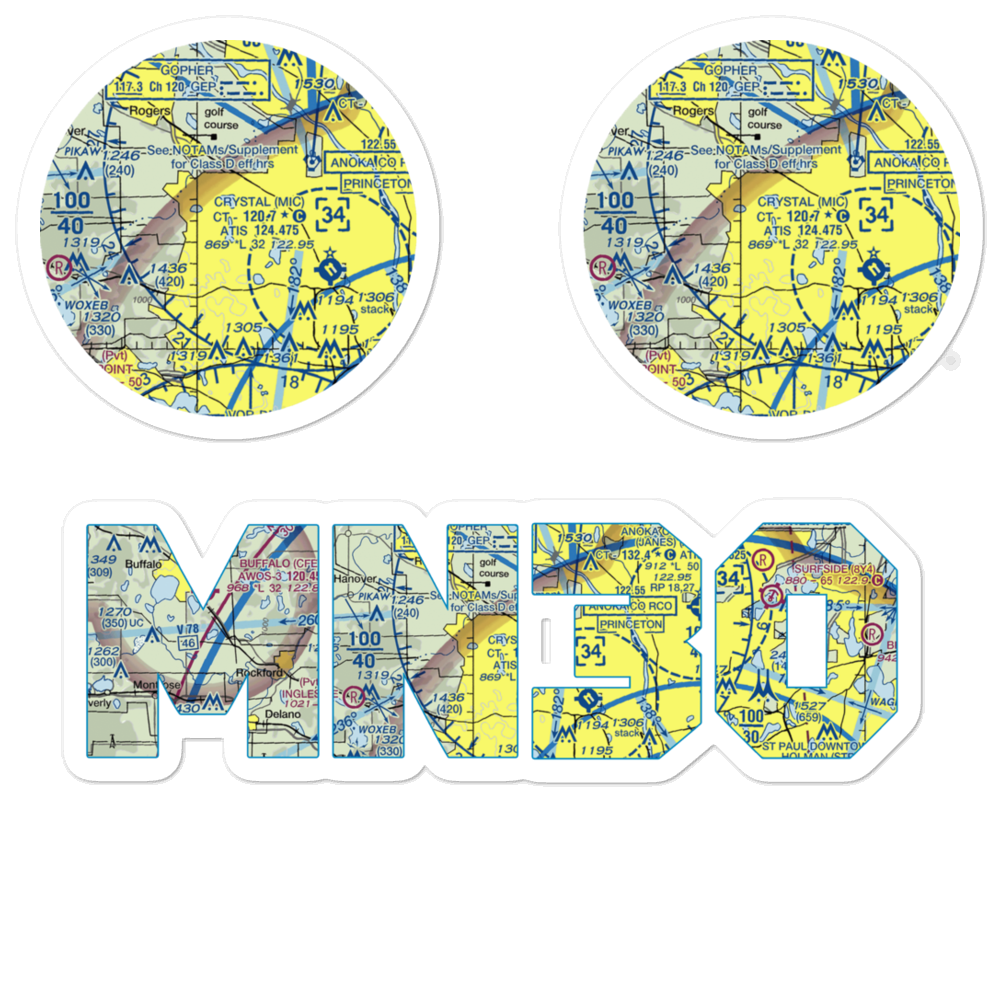 Busch's Fish Lake Seaplane Base (MN30) VFR Sectional Sticker Pack 