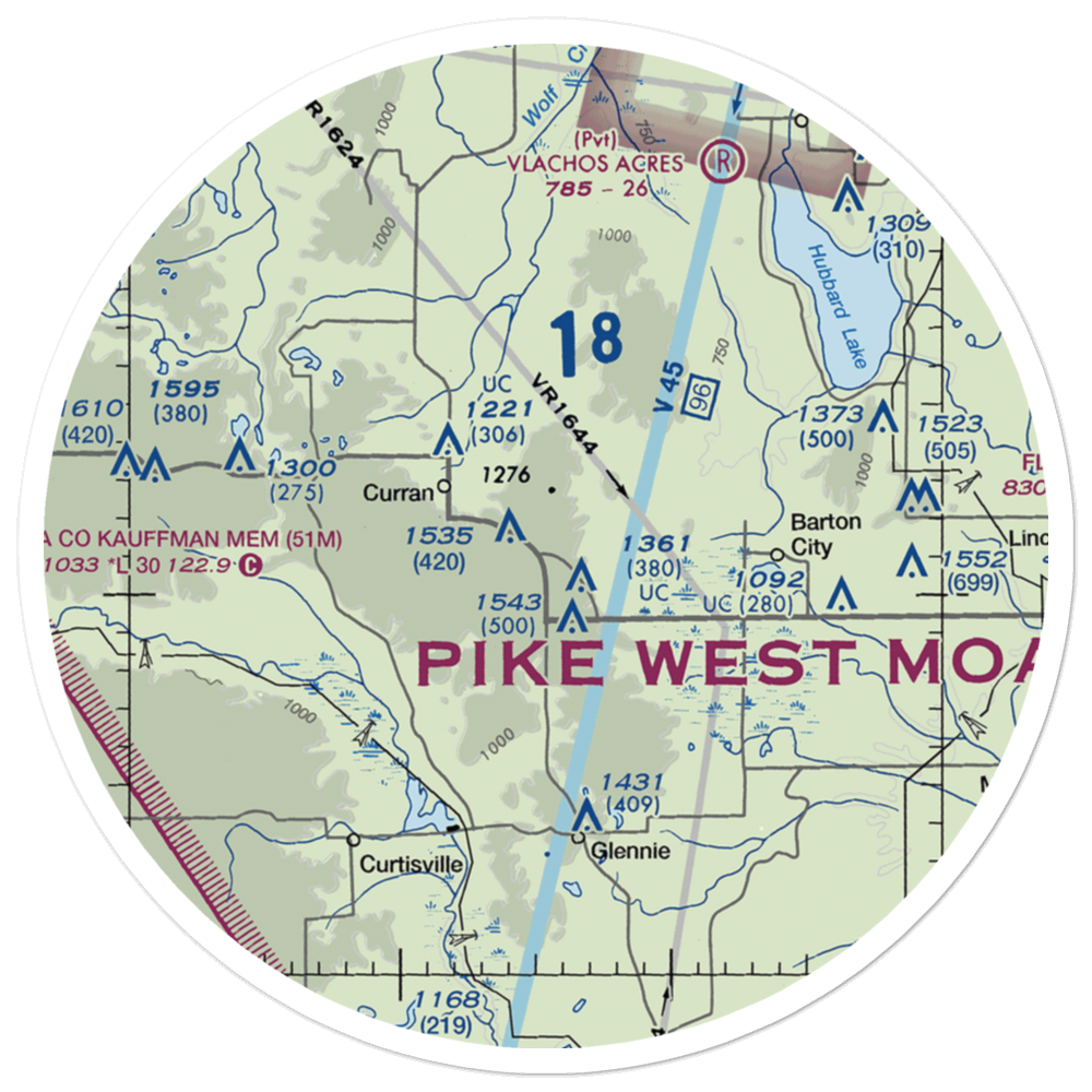 Circle T Ranch Airport (MI93) VFR Sectional Sticker (30 mile) 