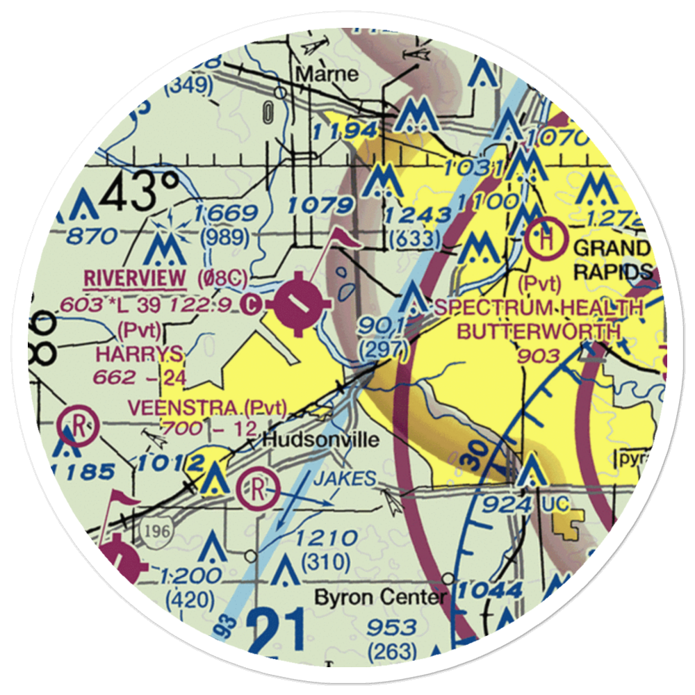 Weller Airport (MI78) VFR Sectional Sticker (20 mile) 