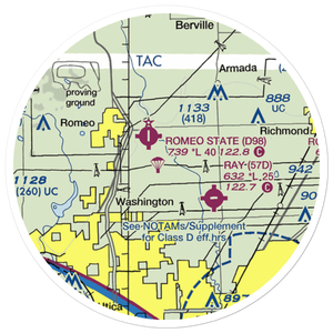 Dodge Airport (MI50) VFR Sectional Sticker (20 mile)