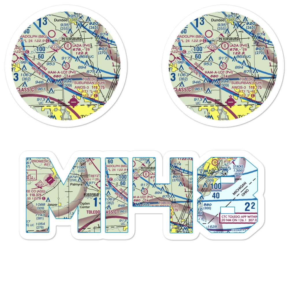 Ham-A-Lot Field (MI48) VFR Sectional Sticker Pack 