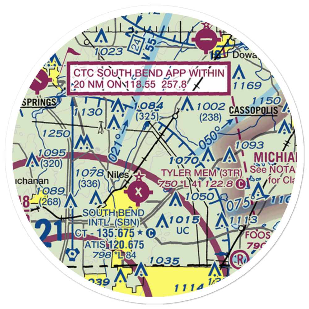 Crump Airport (MI22) VFR Sectional Sticker (20 mile) 