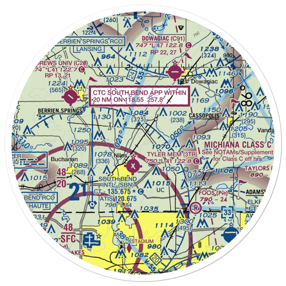 Crump Airport (MI22) VFR Sectional Sticker (30 mile) 