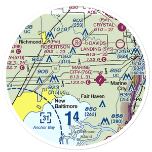 Wards Long Acres Airport (MI15) VFR Sectional Sticker (20 mile)