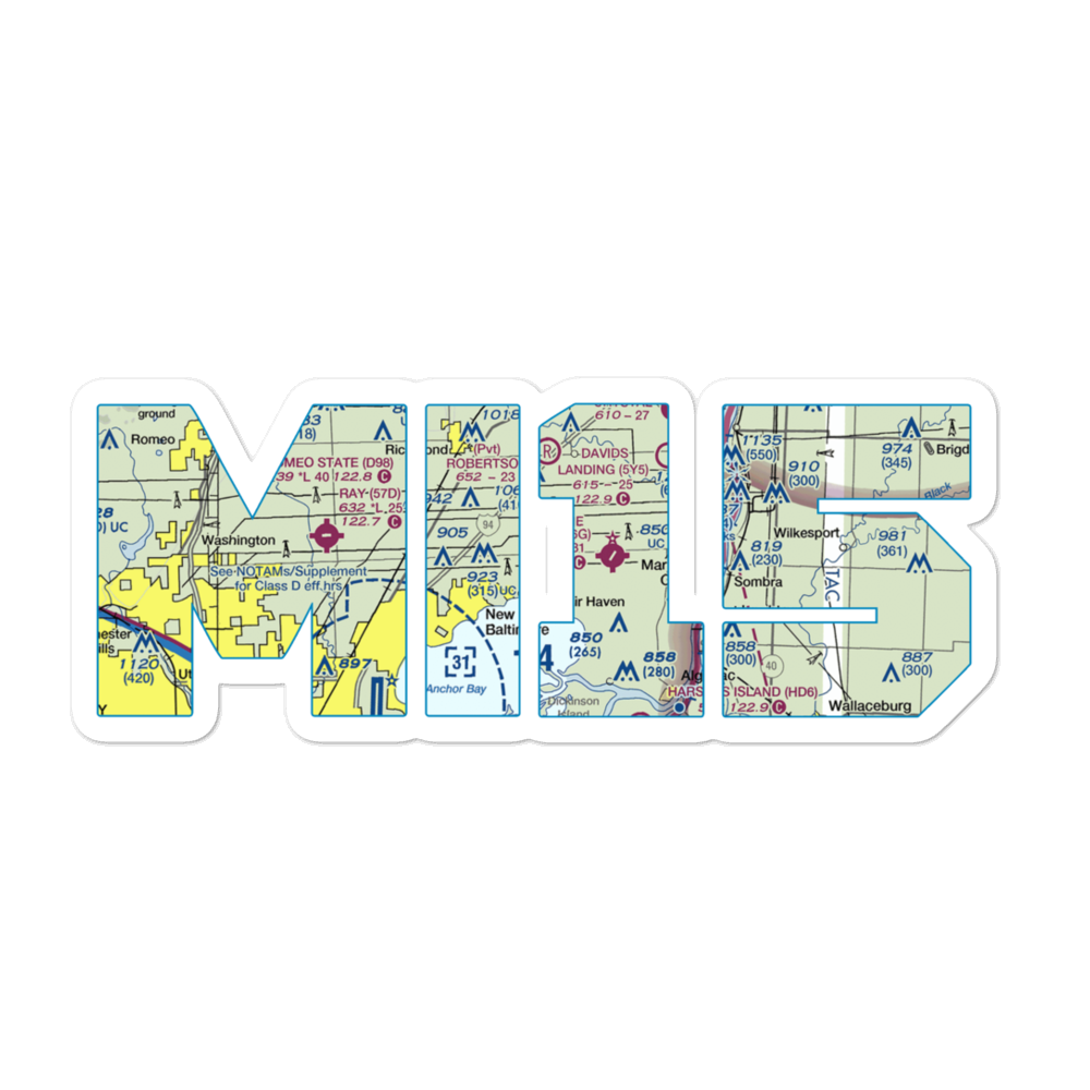 Wards Long Acres Airport (MI15) VFR Sectional Sticker 