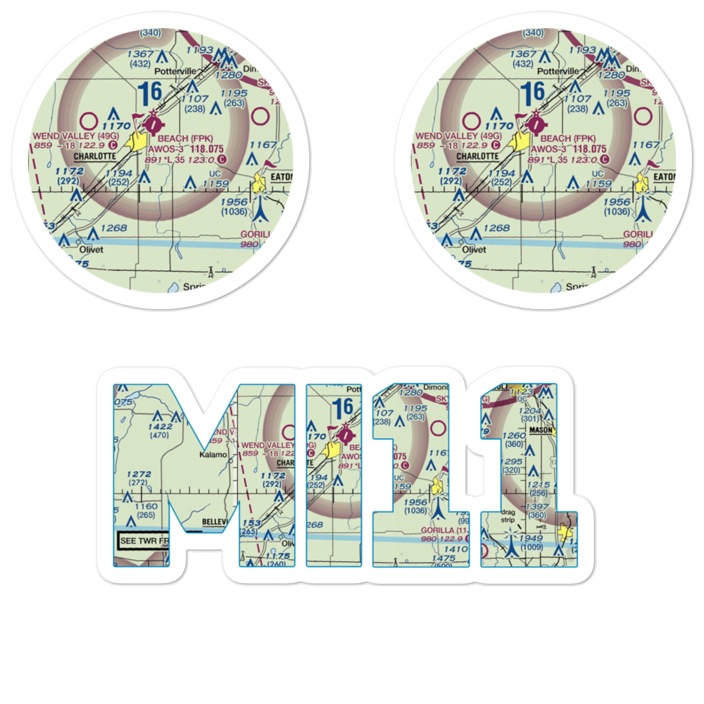 Crippen Field (MI11) VFR Sectional Sticker Pack 