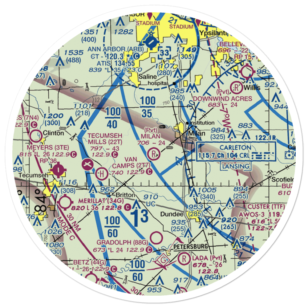 Milan Airport (MI09) VFR Sectional Sticker (30 mile) 