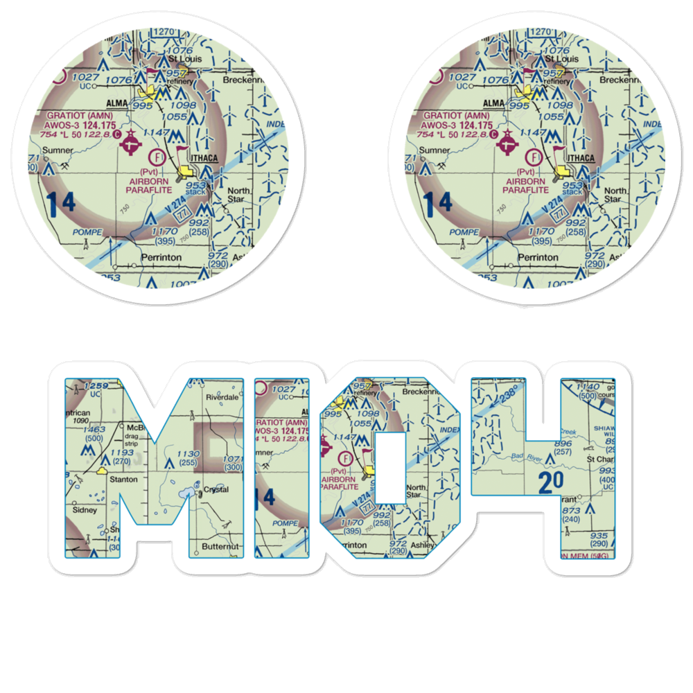 Airborn Paraflite Ultralightport (MI04) VFR Sectional Sticker Pack 