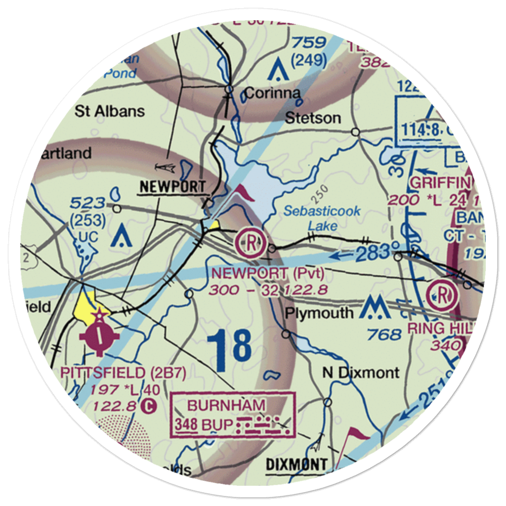 Newport Sky Park Airport (ME68) VFR Sectional Sticker (20 mile) 