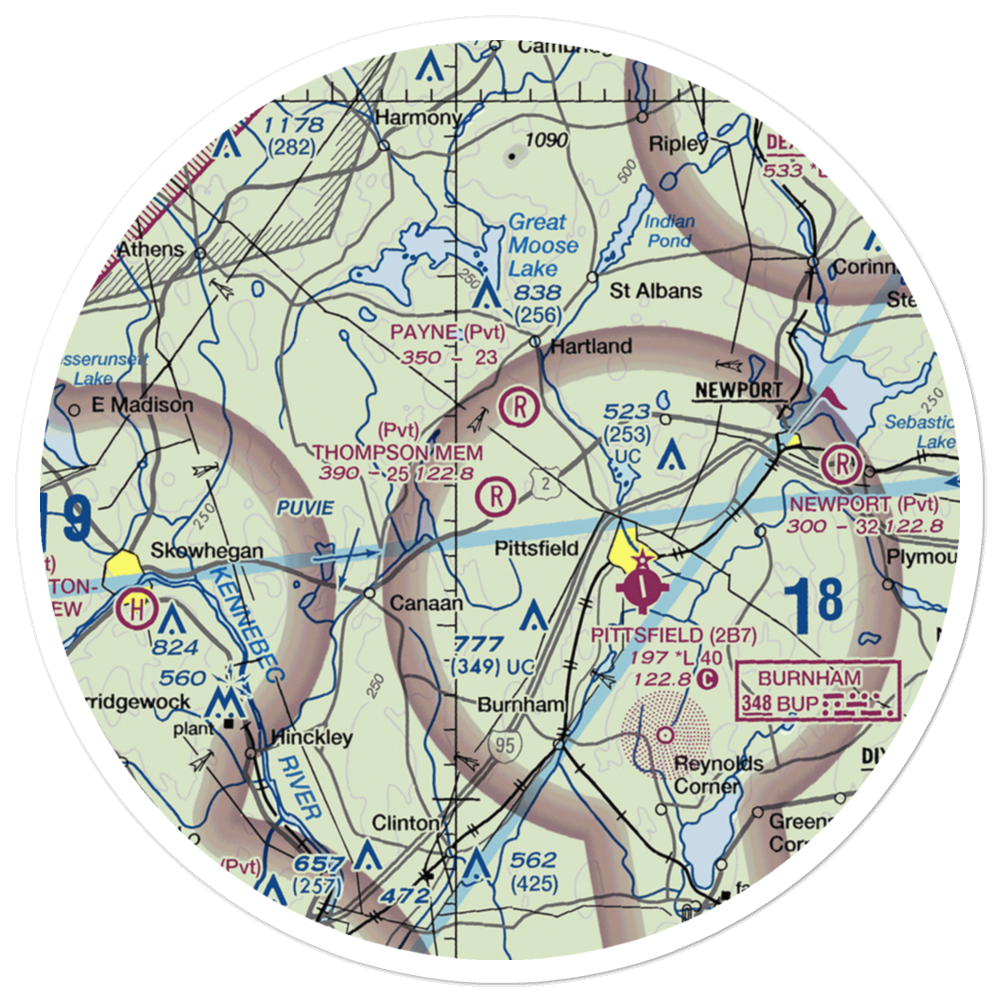 Thompson Memorial Field (ME62) VFR Sectional Sticker (30 mile) 