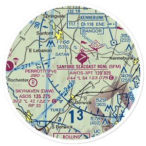 Bauneg Beg Seaplane Base (ME57) VFR Sectional Sticker (20 mile)