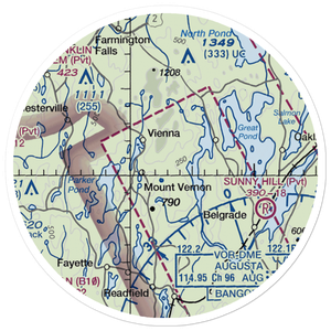 Mount Vernon Airport (ME36) VFR Sectional Sticker (20 mile)