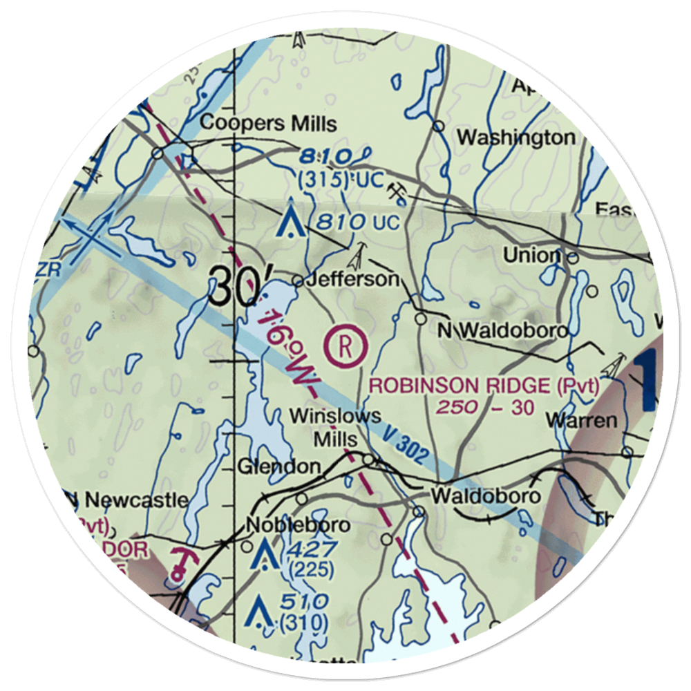 Robinson Ridge Field (ME34) VFR Sectional Sticker (20 mile) 