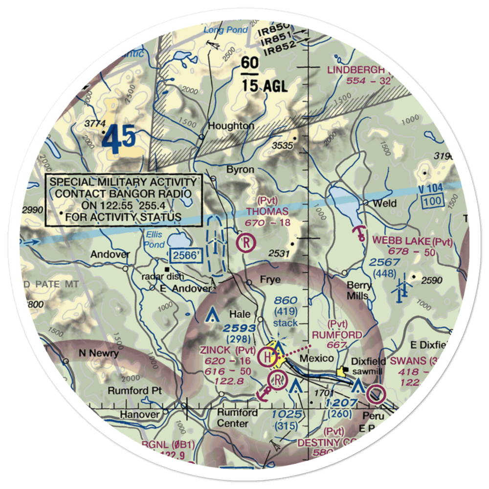 Thomas Airport (ME17) VFR Sectional Sticker (30 mile) 