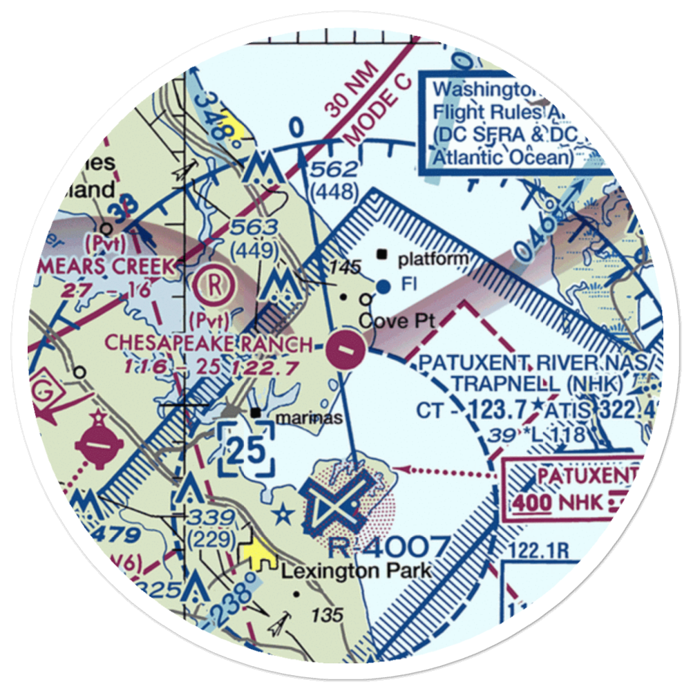 Chesapeake Ranch Airstrip (MD50) VFR Sectional Sticker (20 mile) 