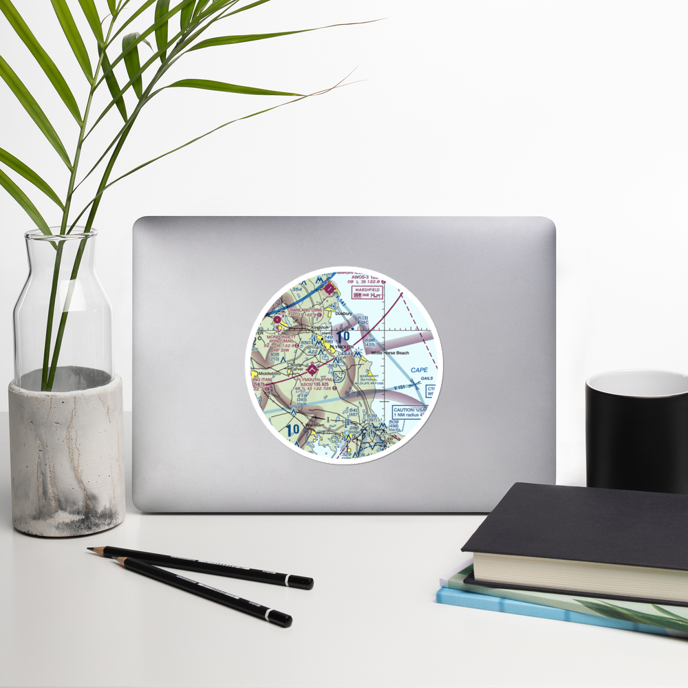 Russell Mill Pond Seaplane Base (MA78) VFR Sectional Sticker (30 mile) 