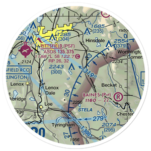 Blueberry Hill Airport (MA77) VFR Sectional Sticker (20 mile)