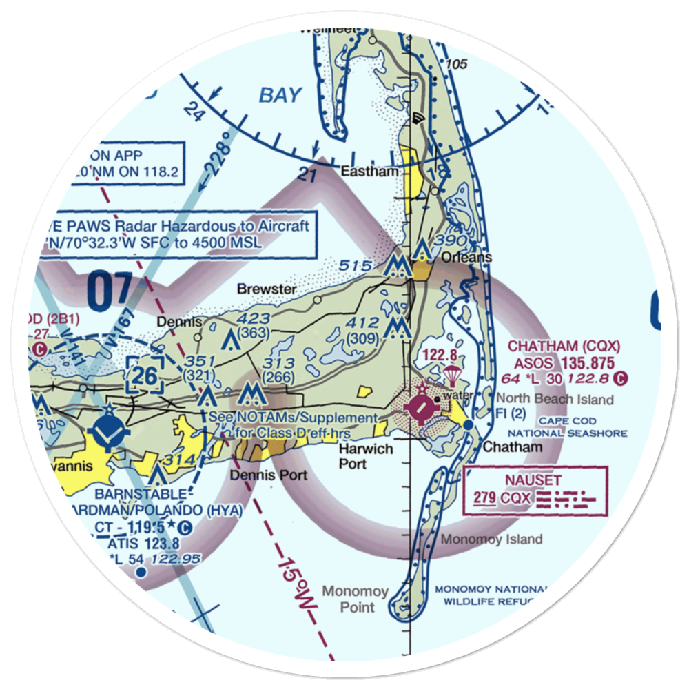 Long Pond Seaplane Base (MA25) VFR Sectional Sticker (30 mile) 