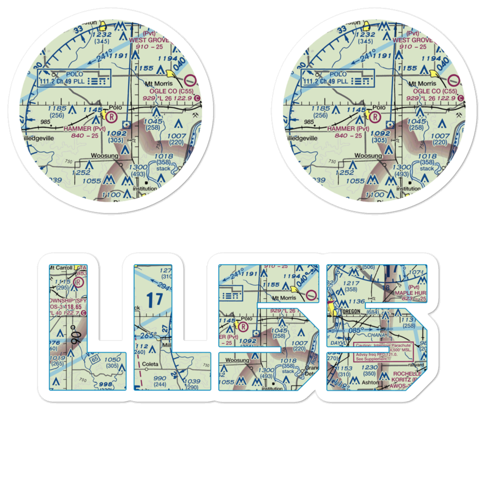 Gentry Airport (LL55) VFR Sectional Sticker Pack 