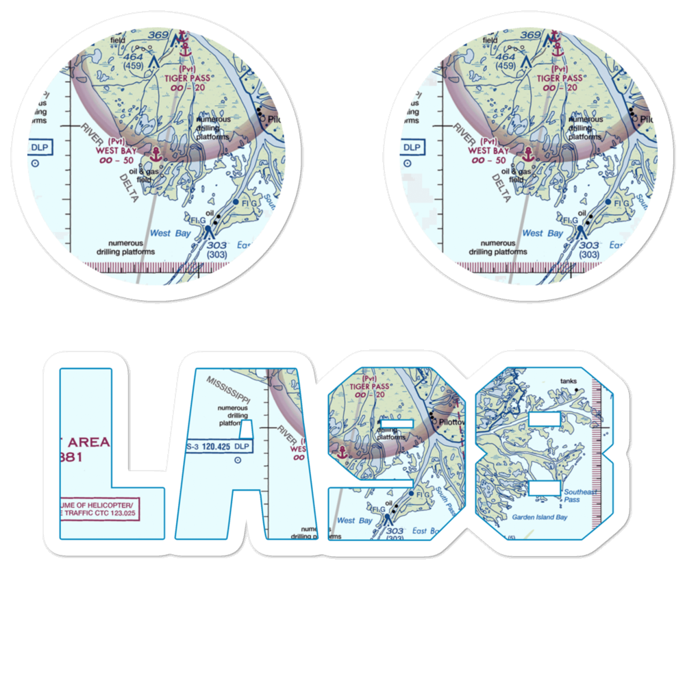 West Bay Seaplane Base (LA98) VFR Sectional Sticker Pack 