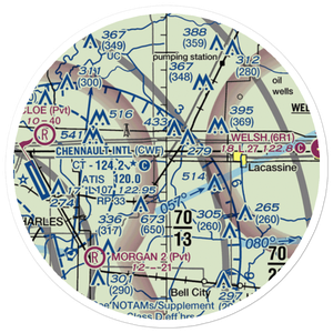 O'Brien Flying Service Airport (LA71) VFR Sectional Sticker (20 mile)