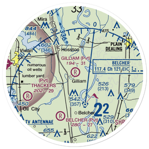 Gilliam Airport (LA54) VFR Sectional Sticker (20 mile)