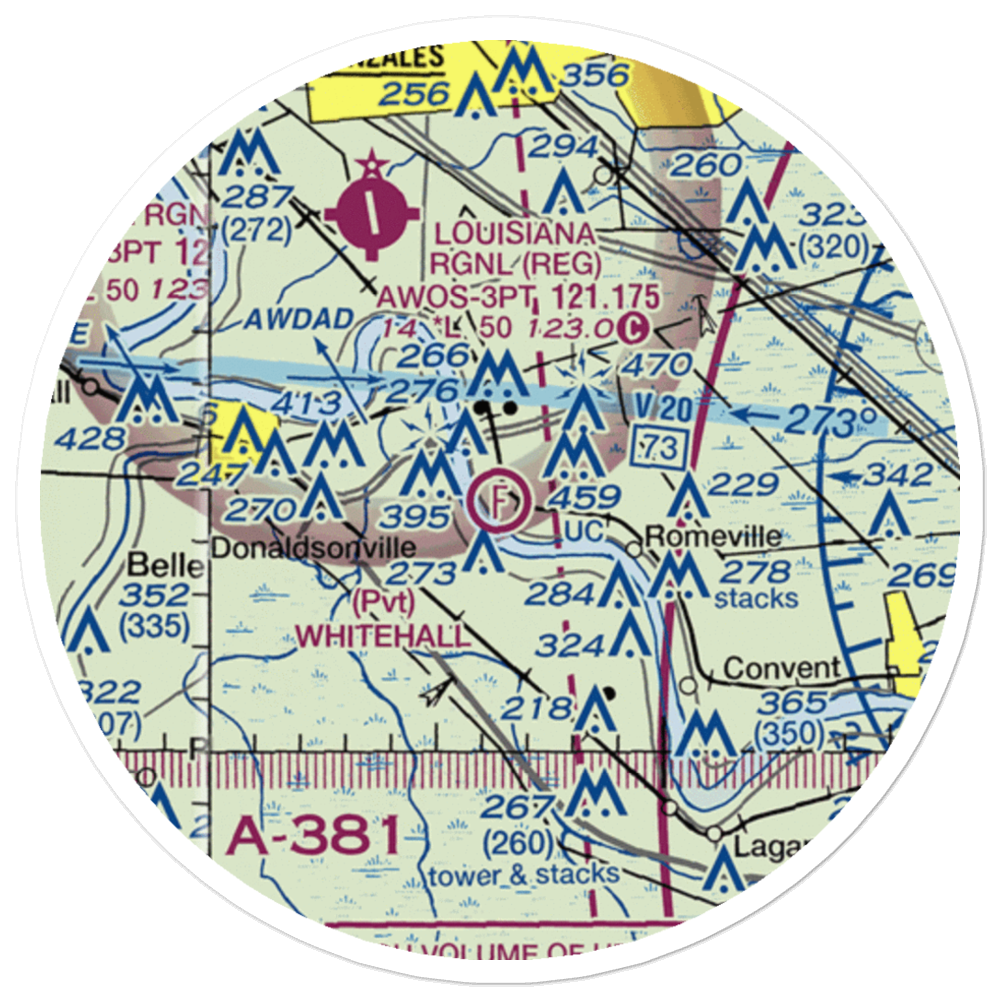 Whitehall Field Ultralightport (LA36) VFR Sectional Sticker (20 mile) 