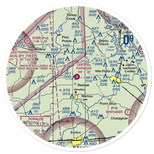 Central Farmers Coop Airport (LA25) VFR Sectional Sticker (30 mile)