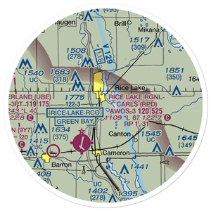 Rice Lake Airport (KRIE) VFR Sectional Sticker (20 mile)