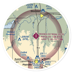 Stockton / Rooks County Regional (KRCP) VFR Sectional Sticker (20 mile)
