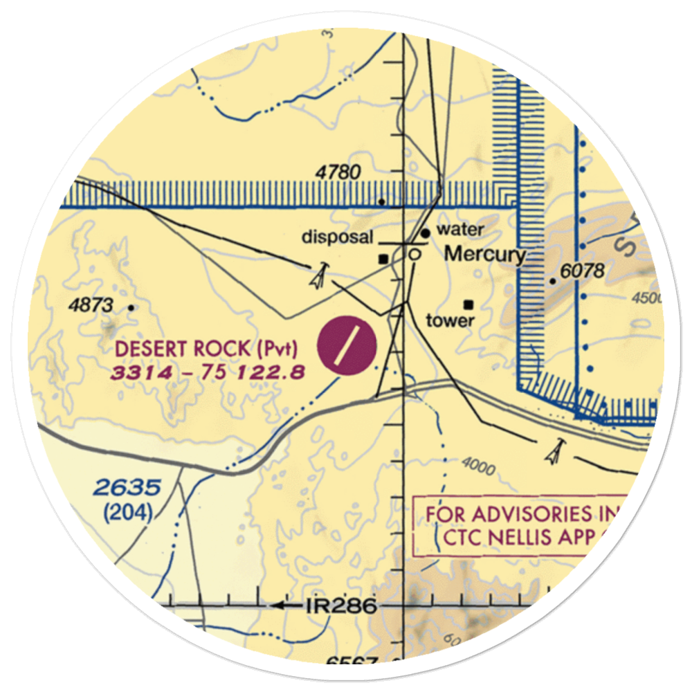 Desert Rock Airport (NV65) VFR Sectional Sticker (20 mile) 