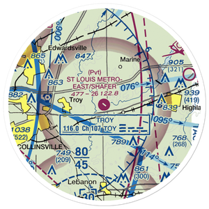 St Louis Metro-East Airport/Shafer Field (IL48) VFR Sectional Sticker (20 mile)