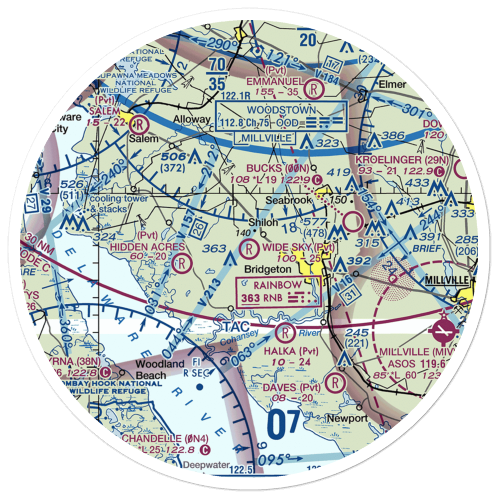 Wide Sky Airpark (JY31) VFR Sectional Sticker (30 mile) 