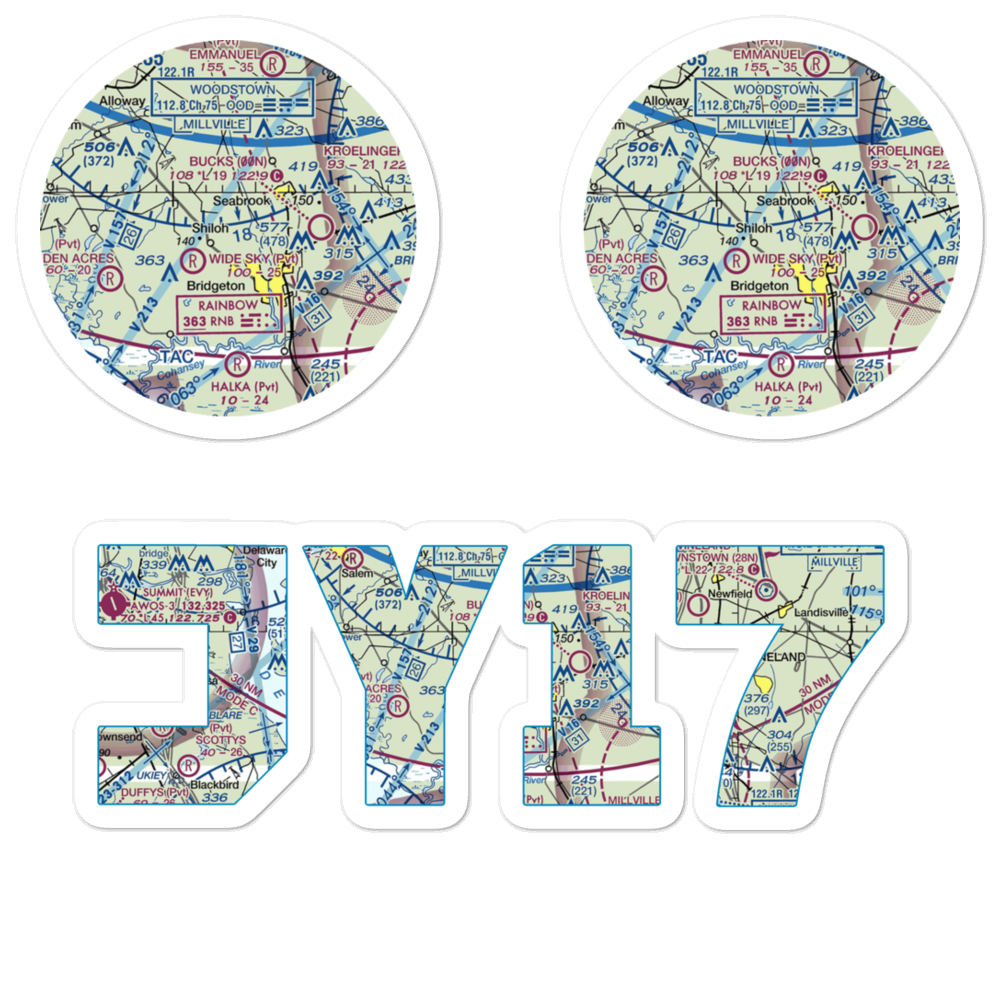 Woodcrest Farms Airstrip (JY17) VFR Sectional Sticker Pack 