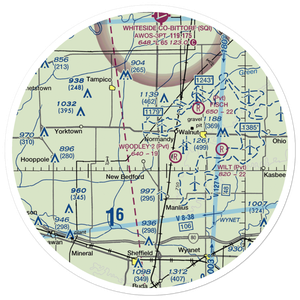 Woodley Aerial Spray Airport (IS73) VFR Sectional Sticker (30 mile)