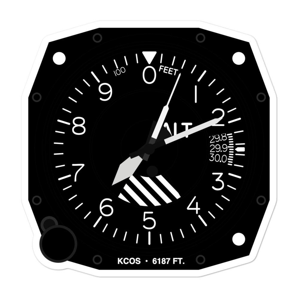 City of Colorado Springs Municipal Airport (KCOS) Altimeter Stickers 