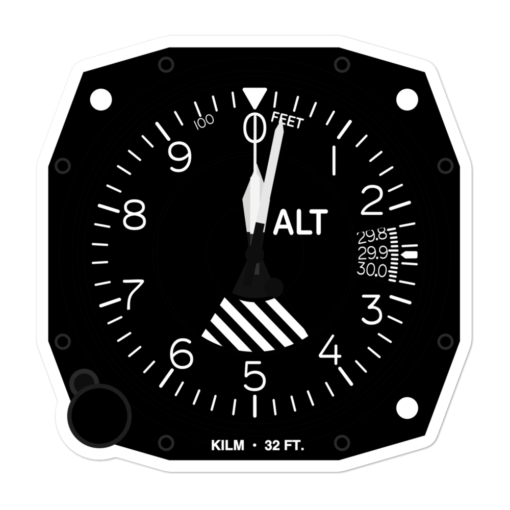 Wilmington International Airport (KILM) Altimeter Stickers 